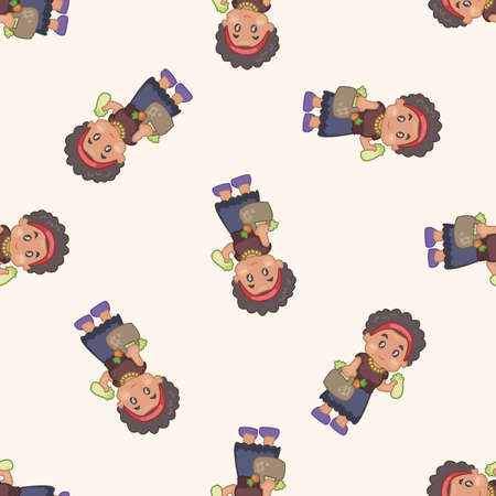 family mother character , cartoon seamless pattern backgroundのイラスト素材