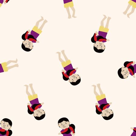 lady girl cartoon , cartoon seamless pattern backgroundのイラスト素材