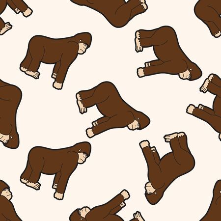 animal gorilla cartoon , cartoon seamless pattern backgroundのイラスト素材