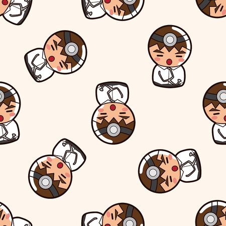 person character docter , cartoon seamless pattern backgroundのイラスト素材