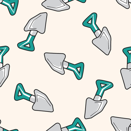work tool shovel , cartoon seamless pattern backgroundのイラスト素材