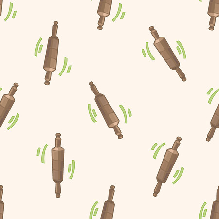 kitchenware rolling pin , cartoon seamless pattern backgroundのイラスト素材