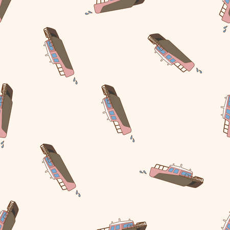 Transportation boat , cartoon seamless pattern backgroundのイラスト素材