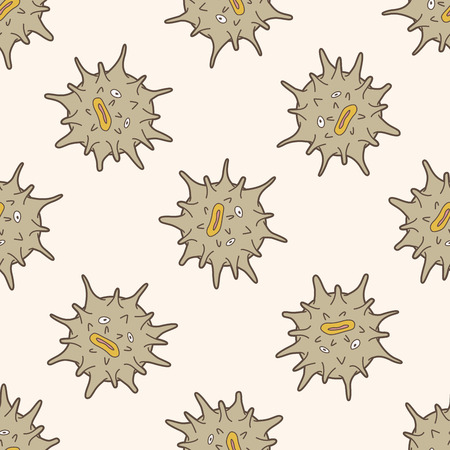 sea animal sea urchin cartoon , cartoon seamless pattern backgroundのイラスト素材
