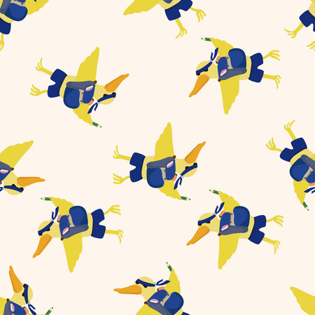 animal going to school cartoon , cartoon seamless pattern backgroundのイラスト素材