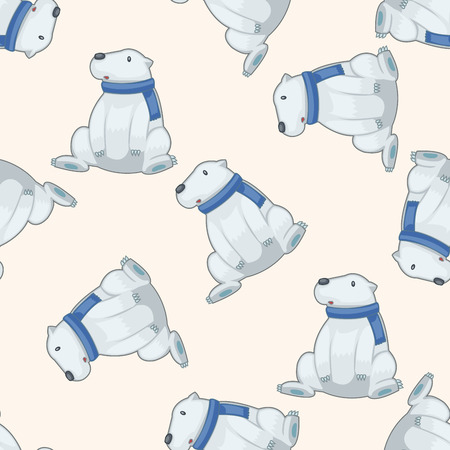 animal polar bear cartoon , cartoon seamless pattern backgroundのイラスト素材