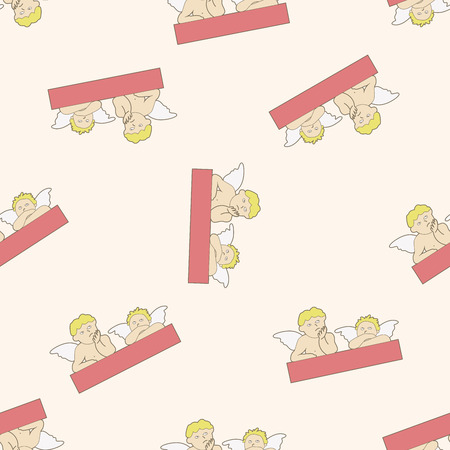 angel , cartoon seamless pattern backgroundのイラスト素材