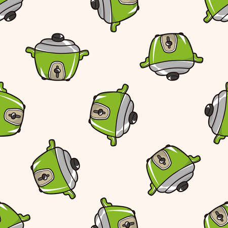 kitchenware rice cooker , cartoon seamless pattern backgroundのイラスト素材