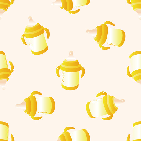 Feeding bottle , cartoon seamless pattern backgroundのイラスト素材