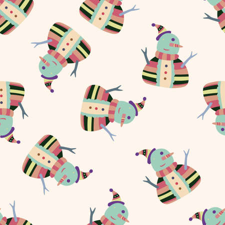 snowman cartoon , cartoon seamless pattern backgroundのイラスト素材