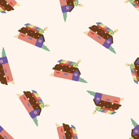 Building house,, cartoon seamless pattern backgroundのイラスト素材