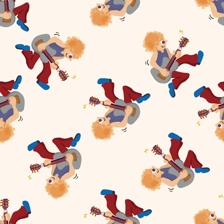 band member guitar player , cartoon seamless pattern backgroundのイラスト素材