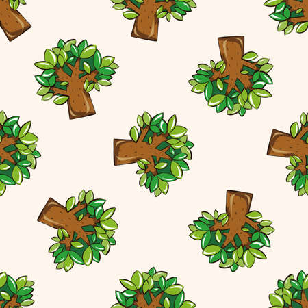 tree , cartoon seamless pattern backgroundのイラスト素材