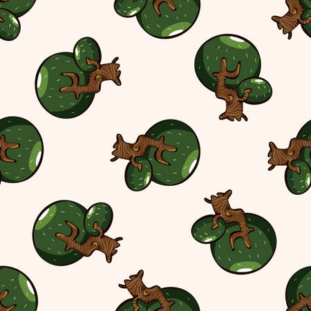 tree , cartoon seamless pattern backgroundのイラスト素材
