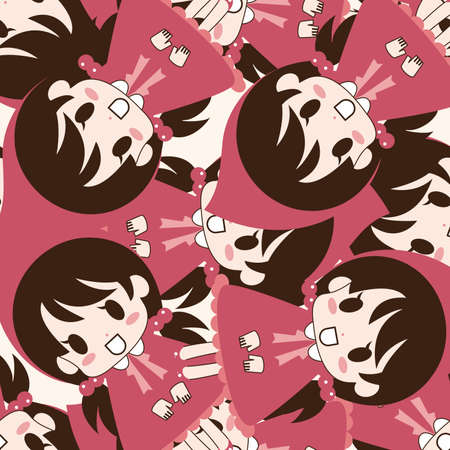girl cartoon , cartoon seamless pattern background
