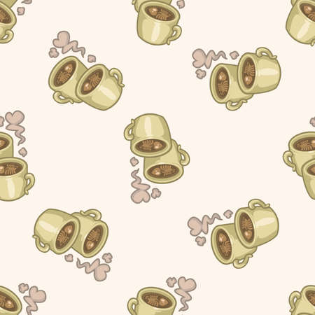 coffee , cartoon seamless pattern backgroundの写真素材