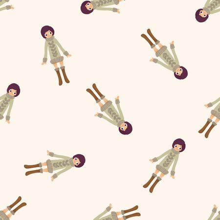 lady girl cartoon , cartoon seamless pattern backgroundの写真素材