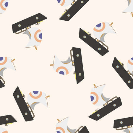 Transportation boat , cartoon seamless pattern backgroundの写真素材