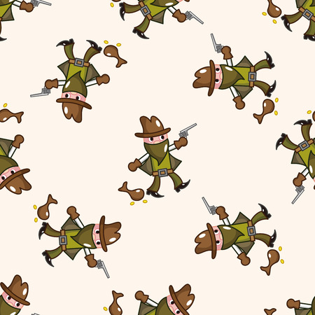 cowboy , cartoon seamless pattern backgroundの写真素材
