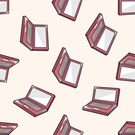 Computer-related equipment laptop , cartoon seamless pattern backgroundの写真素材