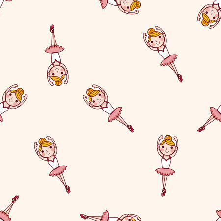 ballet dancer , cartoon seamless pattern backgroundのイラスト素材
