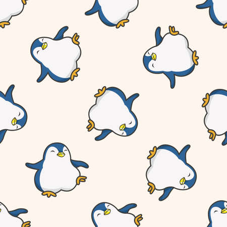 animal pengiun cartoon , cartoon seamless pattern backgroundのイラスト素材