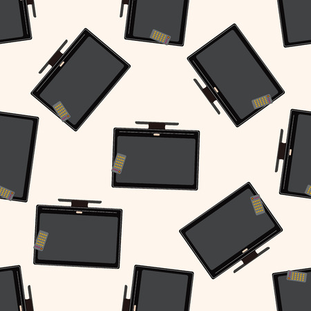 Home appliances theme tv , cartoon seamless pattern backgroundの写真素材