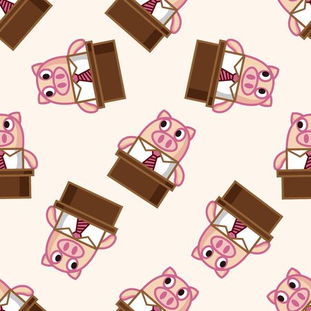animal pig worker cartoon , cartoon seamless pattern backgroundの写真素材