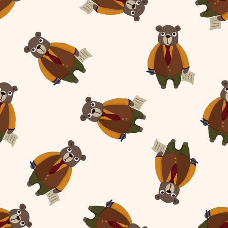 animal bear worker cartoon , cartoon seamless pattern backgroundの写真素材