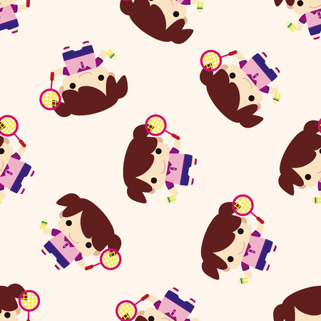 badminton player , cartoon seamless pattern backgroundの写真素材
