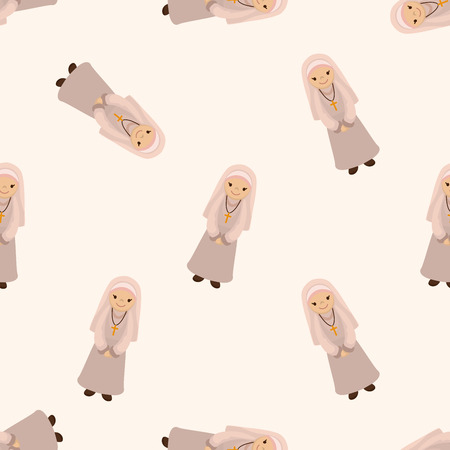 pastor and nun , cartoon seamless pattern backgroundの写真素材