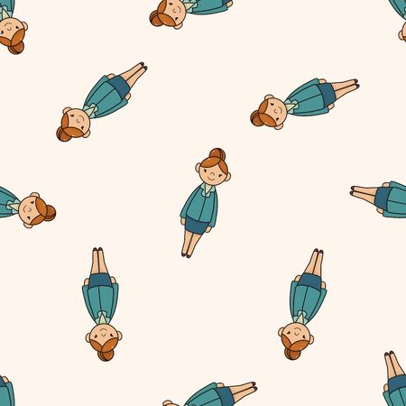 lady girl cartoon , cartoon seamless pattern backgroundの写真素材