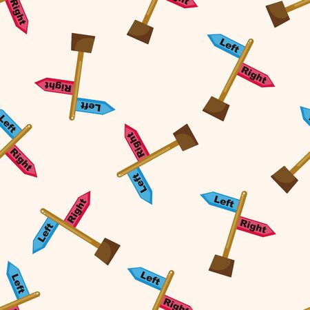 Travel equipment signpost , cartoon seamless pattern backgroundの写真素材