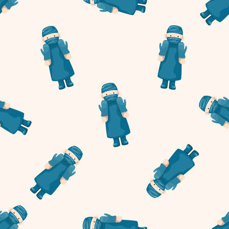 people theme doctor , cartoon seamless pattern backgroundの写真素材