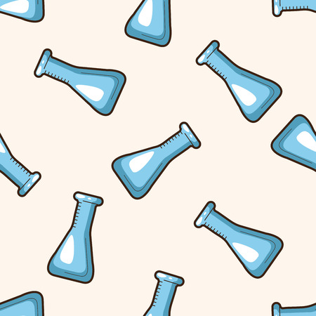 Test tubes and beakers , cartoon seamless pattern backgroundの写真素材