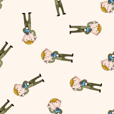 Reporter and photographer , cartoon seamless pattern backgroundのイラスト素材
