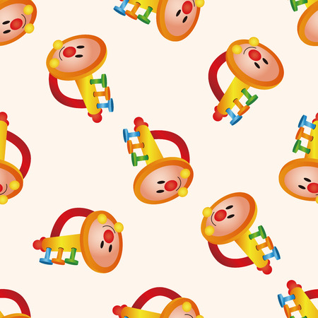 baby toy trumpet , cartoon seamless pattern backgroundのイラスト素材