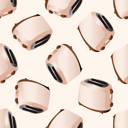 Home appliances theme toaster , cartoon seamless pattern backgroundのイラスト素材