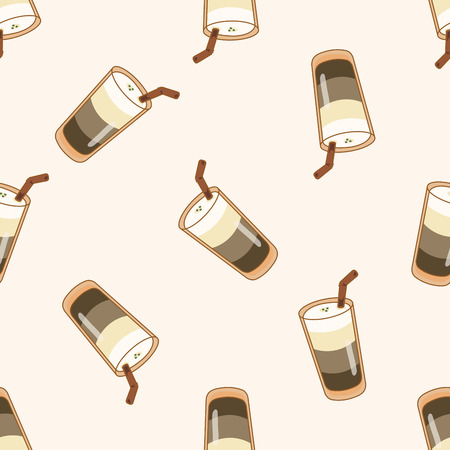 ice floating coffee , cartoon seamless pattern backgroundのイラスト素材
