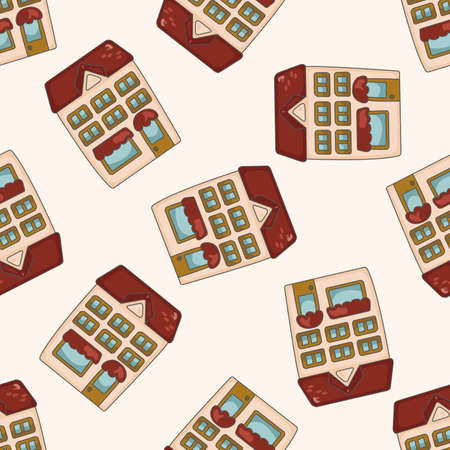 Building , cartoon seamless pattern backgroundのイラスト素材