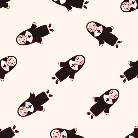 pastor and nun , cartoon seamless pattern backgroundのイラスト素材