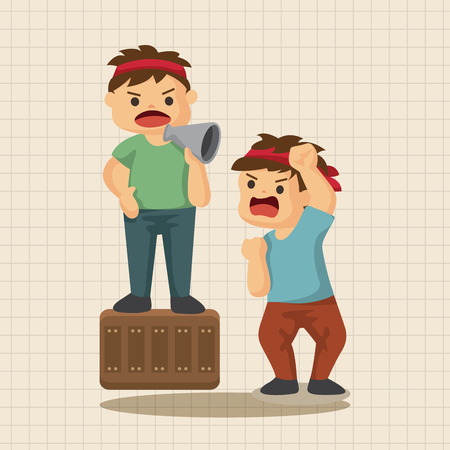 Protesters theme elementsのイラスト素材