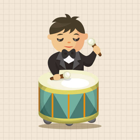 character drummer musician theme elementsのイラスト素材