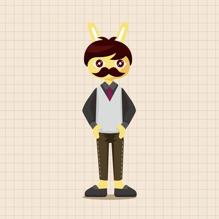rabbit cartoon theme elementsのイラスト素材