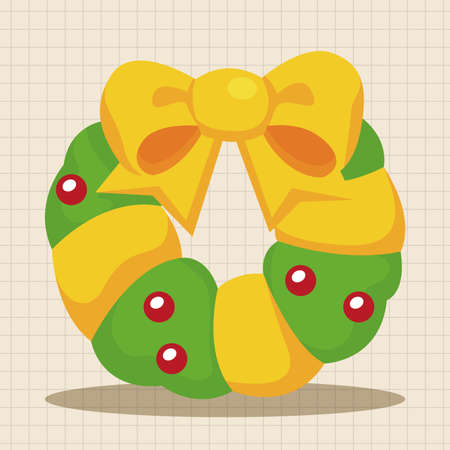 Christmas holly wreath theme elementsのイラスト素材