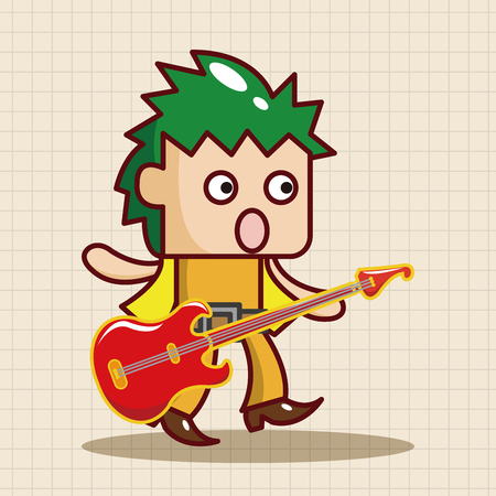 band member guitar player theme elementsのイラスト素材