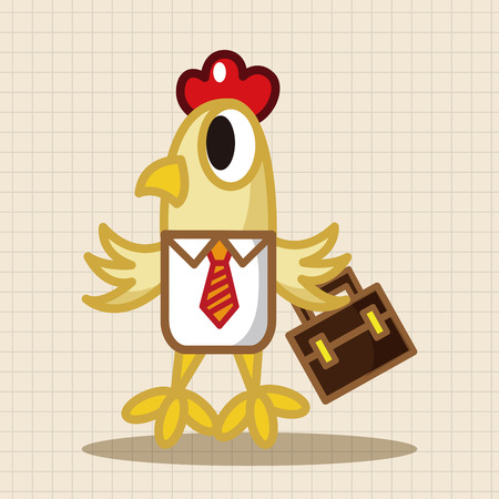 animal cock worker cartoon theme elementsのイラスト素材