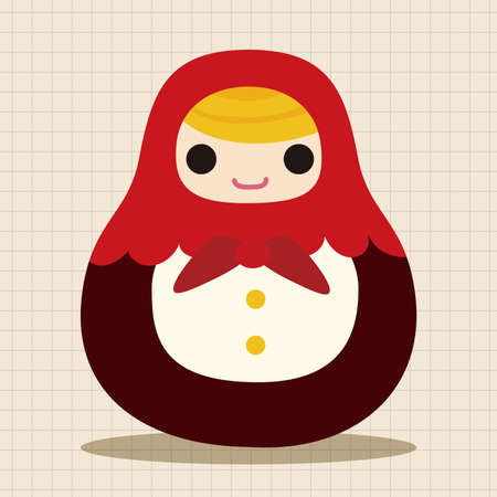 Matryoshka , Russian traditional wooden doll, vector pattern, elements,epsのイラスト素材