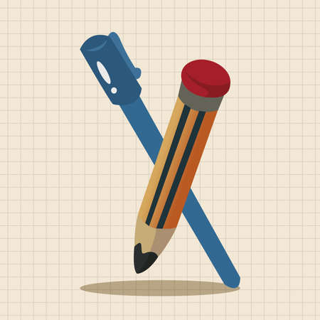 pencil and pen theme elementsのイラスト素材