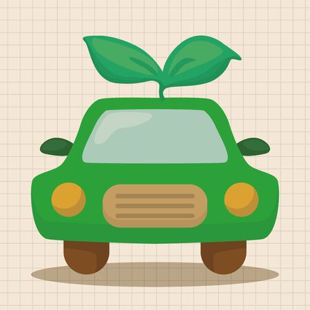 Environmental protection concept theme elements; Reduce the use of gasoline, reduce air pollution; Electric Car; walk or take the public transportationのイラスト素材